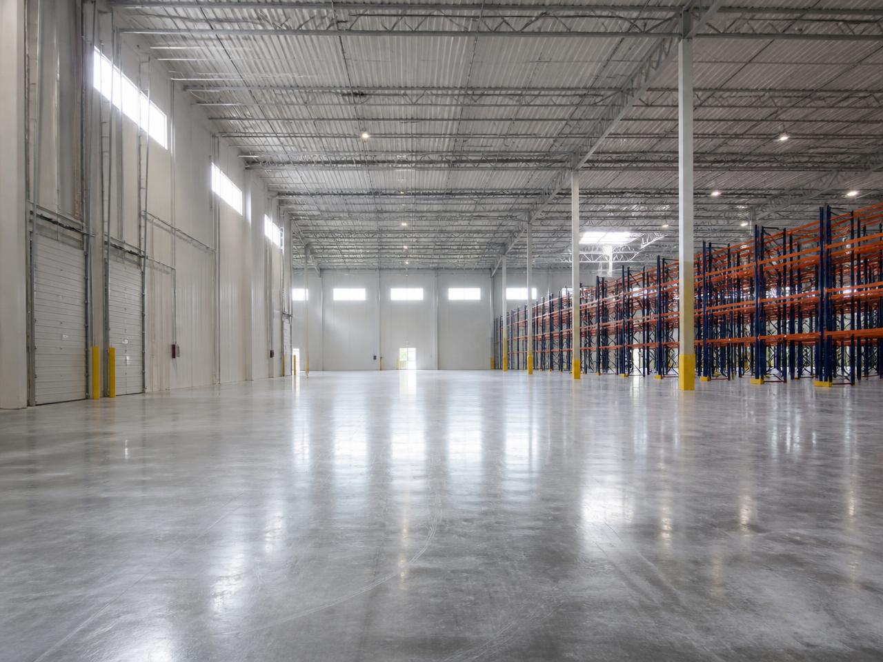 Clean industrial warehouse floor
